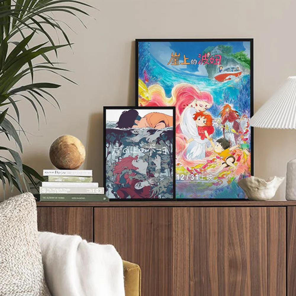 Studio Ghibli Ponyo Classic Movie Posters Waterproof Paper Sticker Coffee House Bar Decor Art Wall Stickers