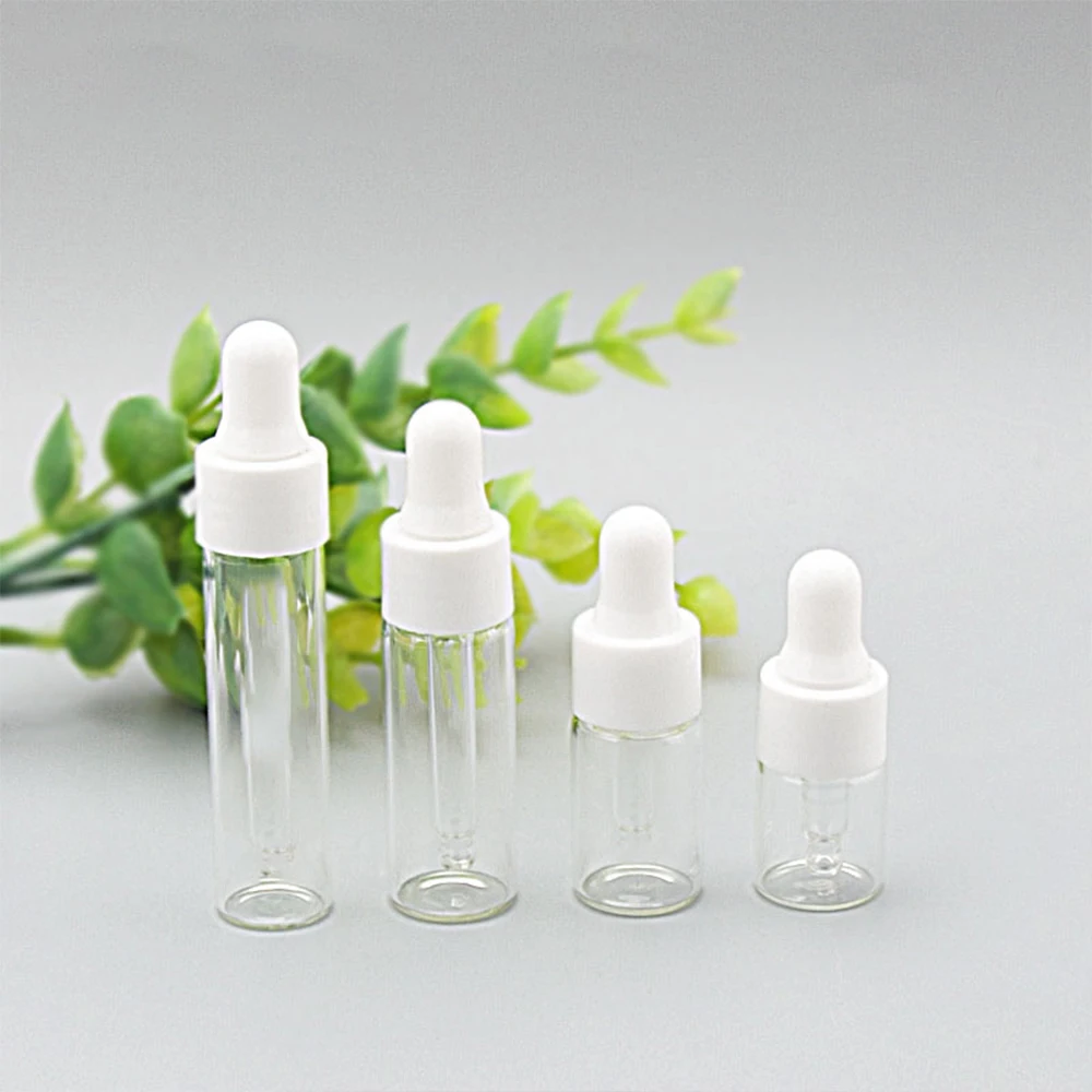 투명 유리 점적기 병 세트 – 5ml, 10ml, 15ml, 20ml / 부드러운 피펫 포함, 50개 또는 100개