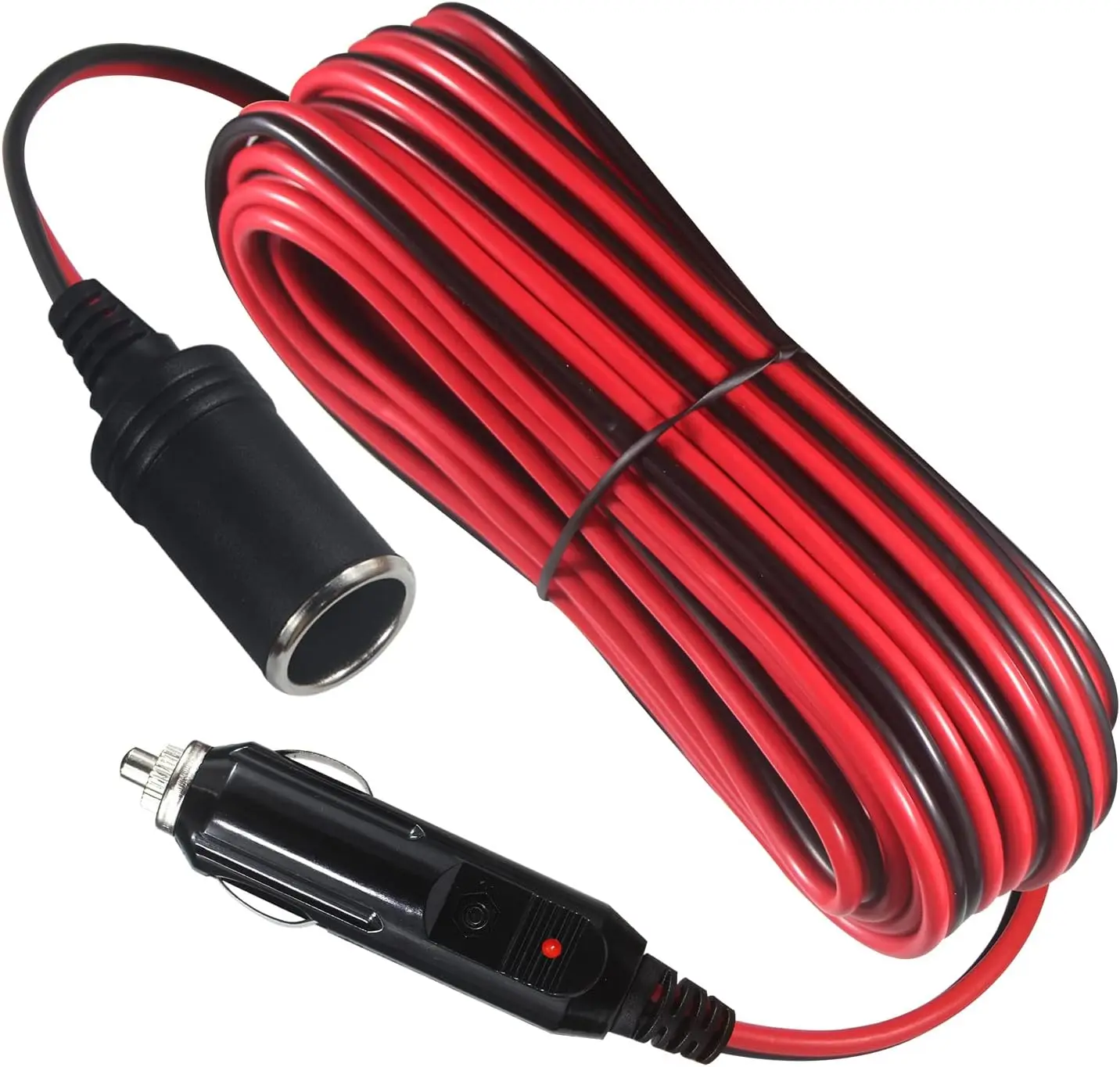 

26Ft Cigarette Lighter Extension Cord - 26 Feet 12V/24V Male Plug To Female Socket Pter 14Awg Heavy Duty Extension Cable With