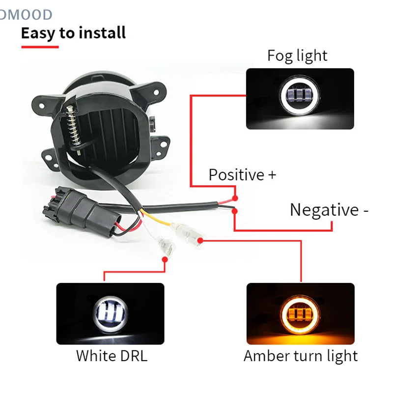 

[CR] Автомобильный светодиодный 4-дюймовый противотуманный фонарь переднего бампера для бездорожья с/без белого желтого цвета Halo Ring DRL Лампа ангельских глаз 30 Вт Противотуманные фары