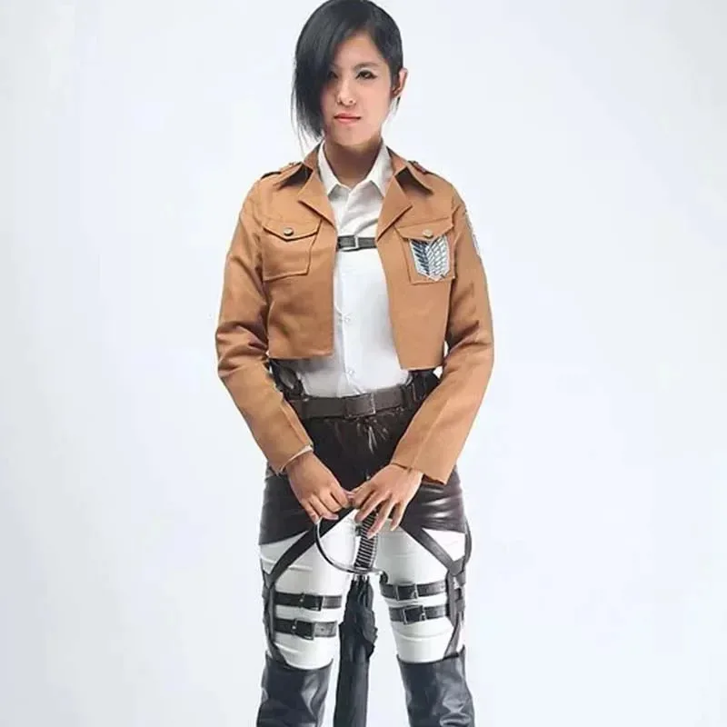 LCK01 Mannelijke/Vrouwelijke Mikasa Cosplay Kostuum Eren Jaeger Outfits Levi Ackerman Hange Cosplay Kostuum Volledige Set Shirt Broek Cape SYh1@!