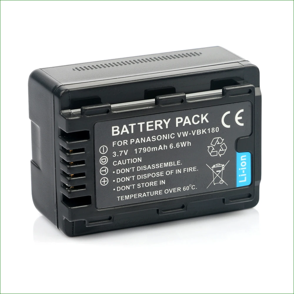 For Panasonic VW-VBK180 1790mAh Li-ion Battery Compatible with HC-V707 HC-V700 HC-V600 HC-V500 HC-V300 HC-V100 HC-V11 HC-V10