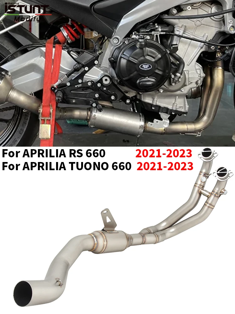 Slip pour Aprilia RS660 RS 660 Tuono 660 2021 2022 2023 système d'échappement de Moto Espace tuyau de liaison avant en acier inoxydable