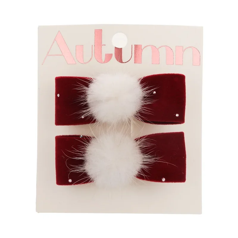 2 قطعة/المجموعة عيد الميلاد الأحمر الانحناء مشبك شعر للفتيات الاطفال لطيف الكريات العلاقات الشعر الطفل المخملية القوس دبوس الشعر السنة الجديدة العصابات الشعر هدية