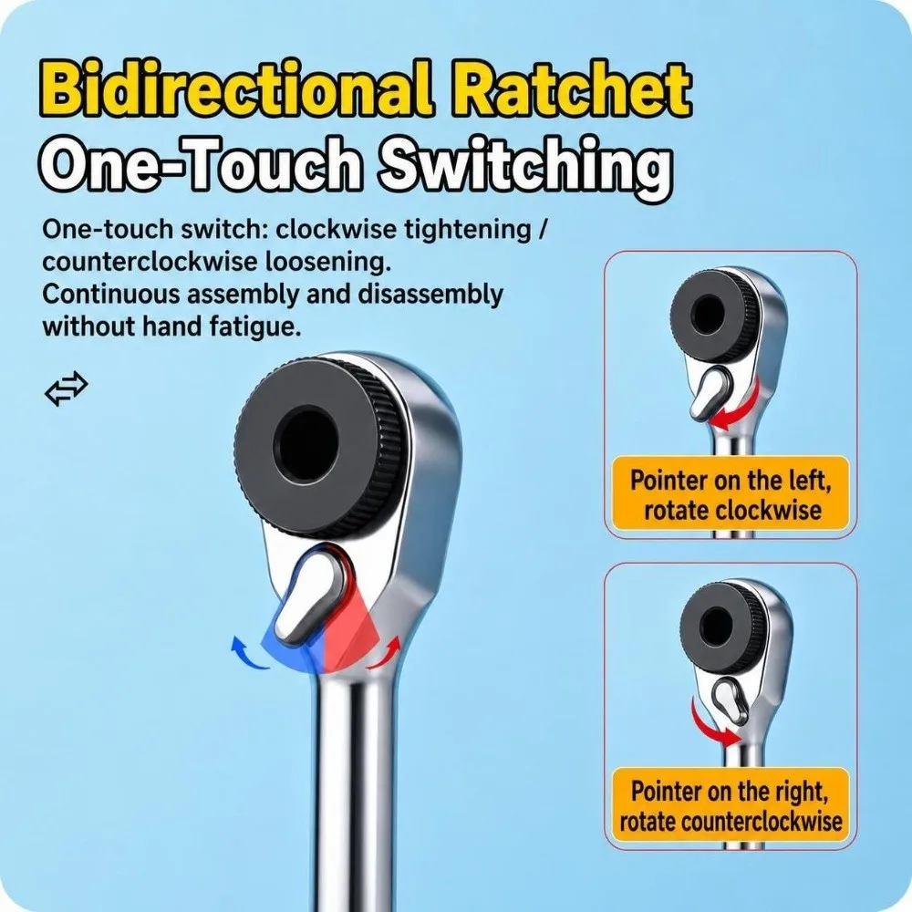 16 In 1 Bike Repair Tool 72 Tooth Gear Compact Ratchet Wrench Quick Drive Dual Turn Portable Service Kit Mountain Bike Fix
