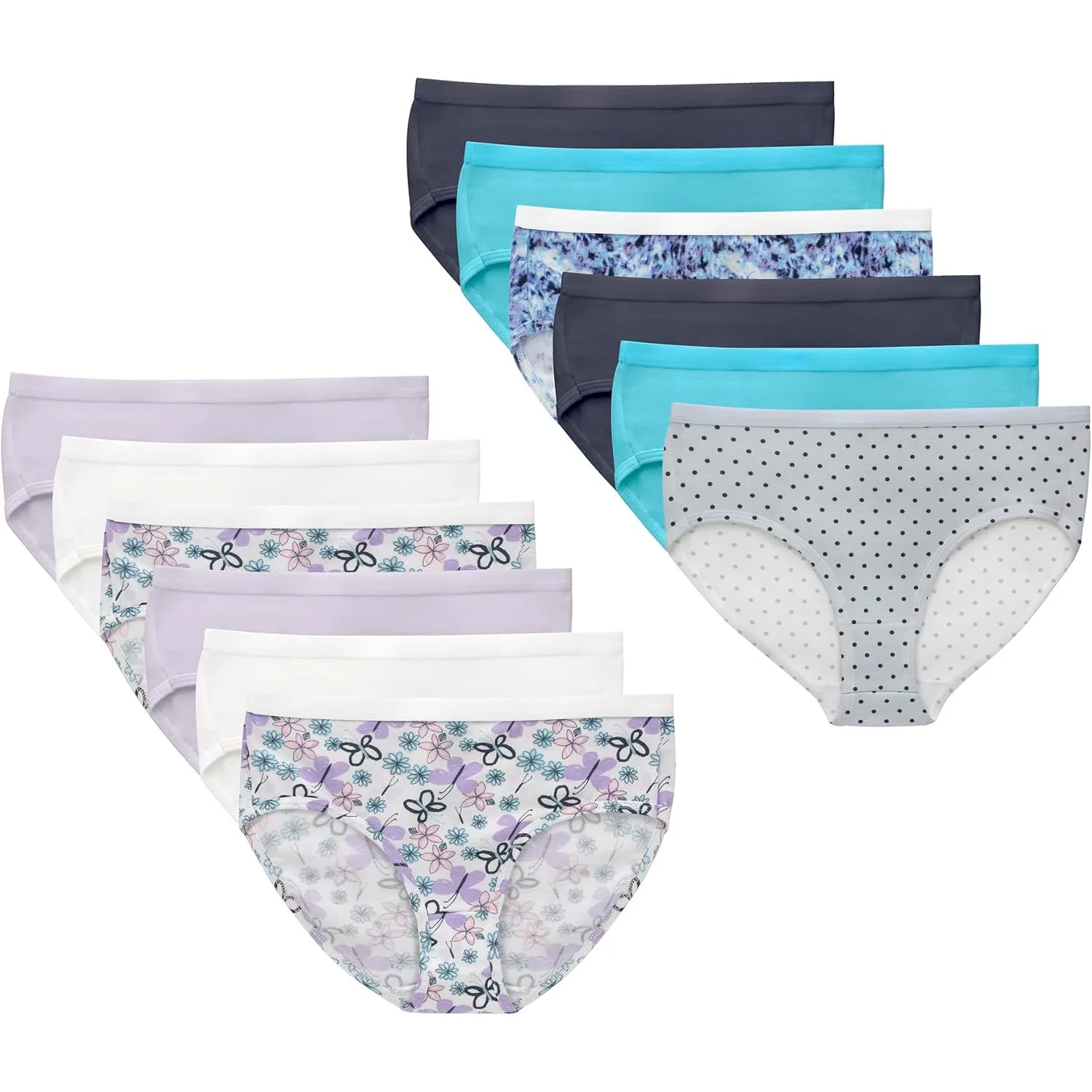 Brief Underwear, Stretch Cotton Panties for Girls, Assorted, 12-Pack