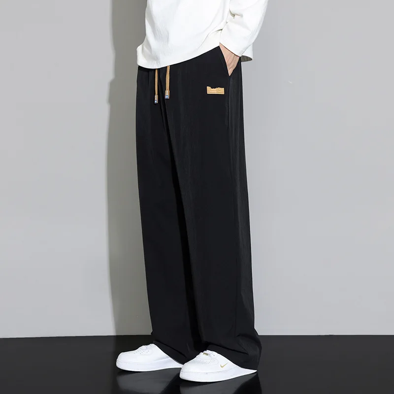

Spring Autumn Men's Clothing Drapey Wide-leg Pants, Loose Sports Pants Trendy Straight-leg Casual Trousers