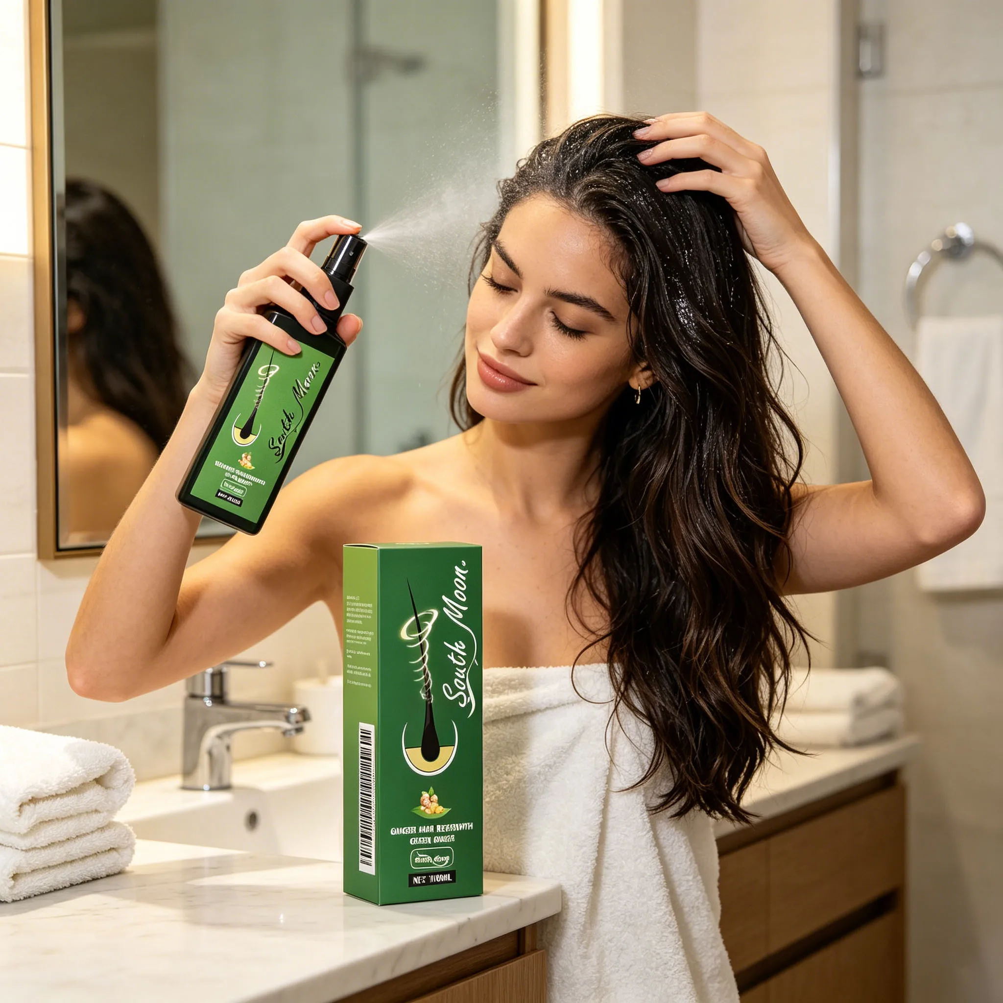 Ginger Hair Regrowth Spray Massage Scalp Nourishing Hair Roots Promote Hairs Grow Anti-Loss Smooth Thickening Hair Essence 100ml