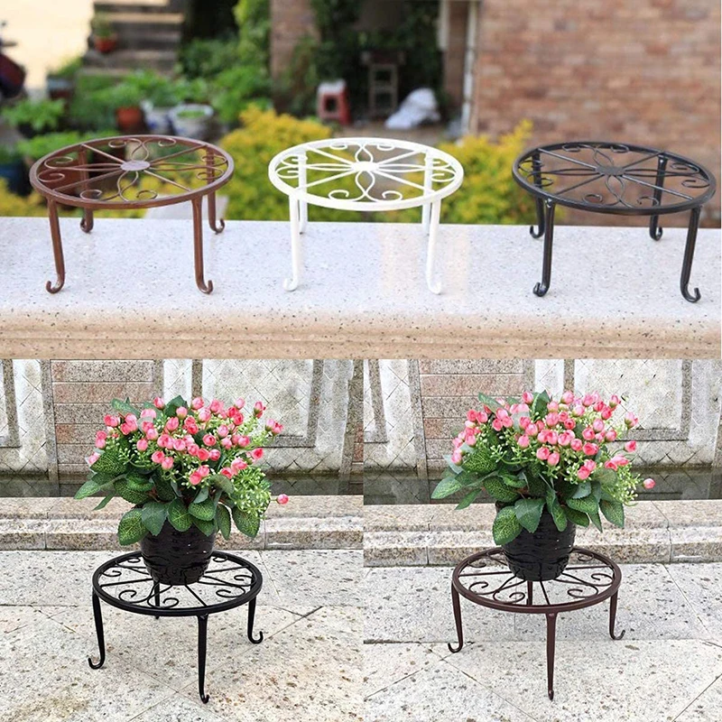 

Gardening Single Tier Iron Small Flower Rack Balcony Outdoor Green Hanging Orchids Potted Plants Iron Flower Rack Bracket Shelf