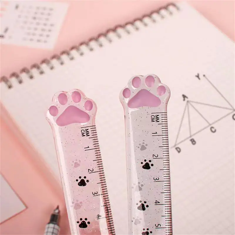 Cute Cat Paw Plastic Straight Rulers Kawaii School Office Supplies Planner Accessories Student Prize Drawing tools