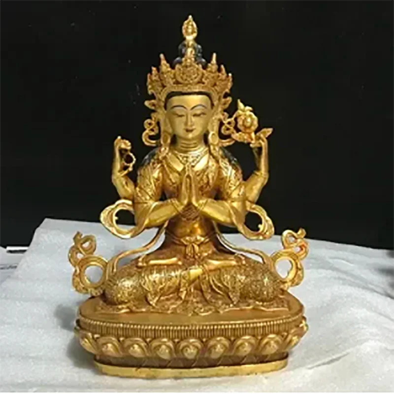 

30cm lage Nepal Tibet good copper Green Tara Bodhisattva Manjusri GUAN YIN Buddha statue Worship Family protection Health safety