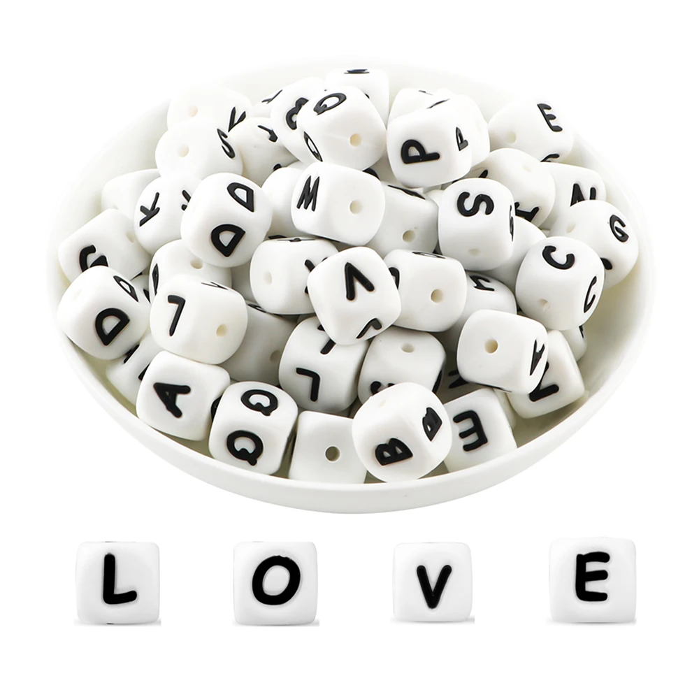 10~100pcs 12MM Silicone Letters Beads English Alphabet Bead DIY Jewelry Accessories To Make Bracelets Handmade Making