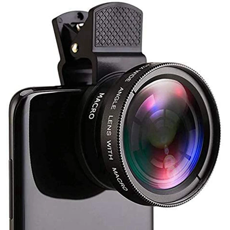 5Pcs Fish Eye Phone Lens, 0.45X Phone With HD Camera Lens Macro Clip Lens Wide Angle Lens Lens For Mobile Phone Camera