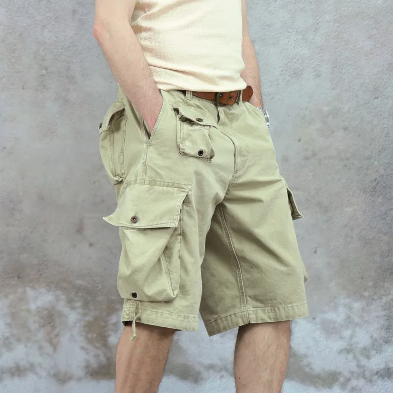 HKSH Summer New Men's Tide Dark Punk Safari Style Cotton Washed Outdoor Shorts American Retro Loose Multi-Pocket Capris HK26261