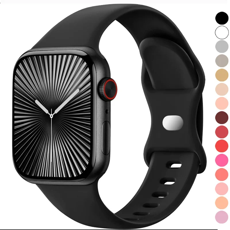 

Силиконовый ремешок для Apple Watch Ultra 49 мм серии 9-8-7 41 мм 45 мм 44 мм 40 мм 46 мм спортивный браслет correa iwatch 10 6 5 4 SE 3 Ремешок