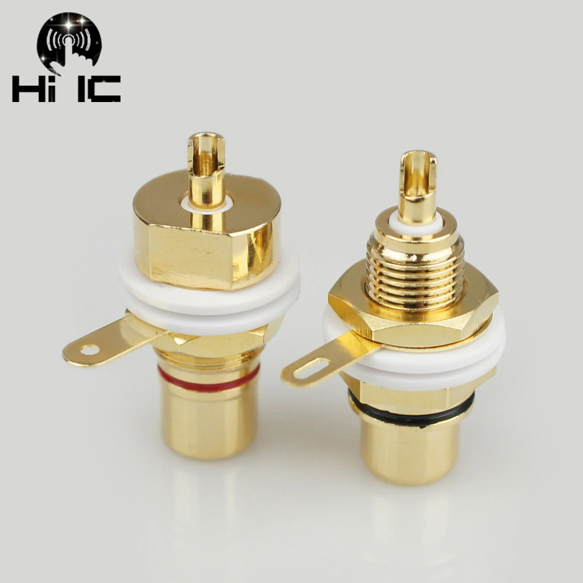 1 par amp de alta fidelidade cobre puro banhado a ouro rca fêmea soquete chassi rca cmc conector fêmea plugue do terminal áudio cobre