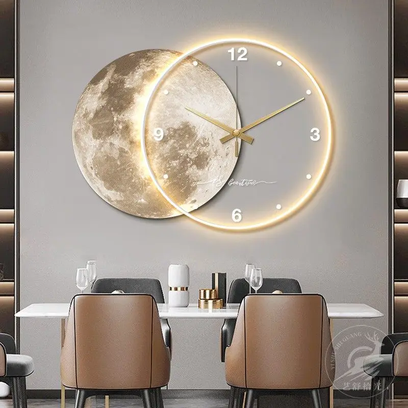 The Earth Modelling LED Light Silent Wall Clock Large Wall Clock Luxury Dining Room Living Room Bedroom Clock Wall Decoration