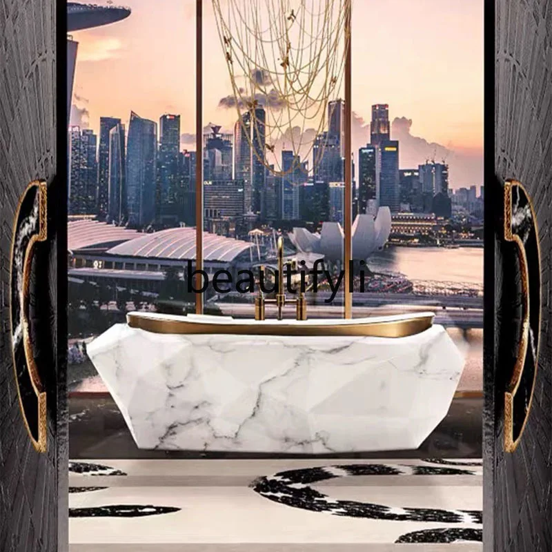 Italian light luxury rhombus bathtub, high-end household separate bathroom tank