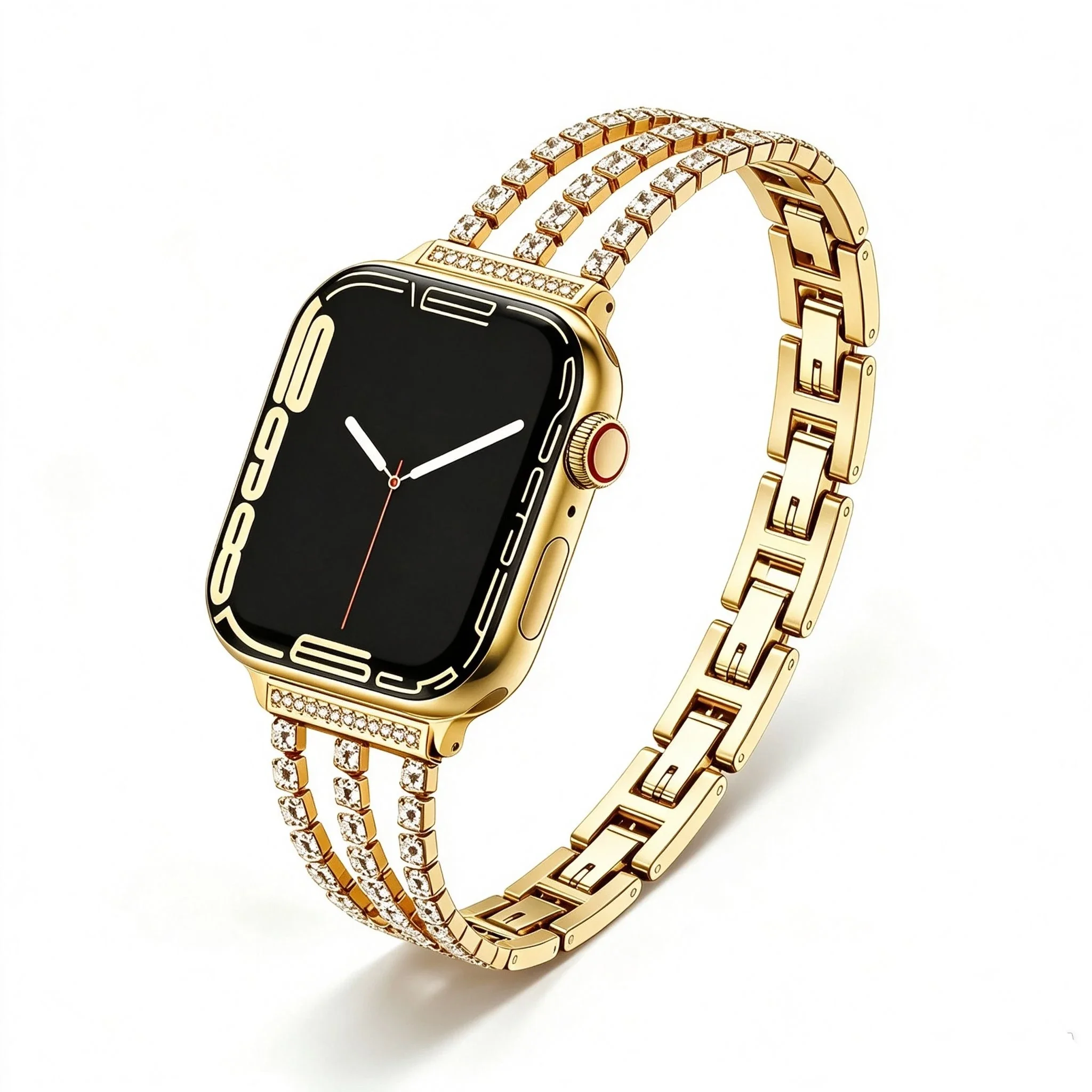 Popular Bling Stone Stainless Steel Strap For Apple Watch Band Women Series 12/11/8/7/6/10/9 40mm 41mm 38mm 42mm 44mm 45mm 46mm