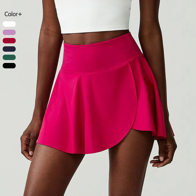 

Женская летняя теннисная юбка, однотонная юбка для бега с высокой талией и карманами, дышащие быстросохнущие шорты для спортзала, женская спортивная одежда для гольфа