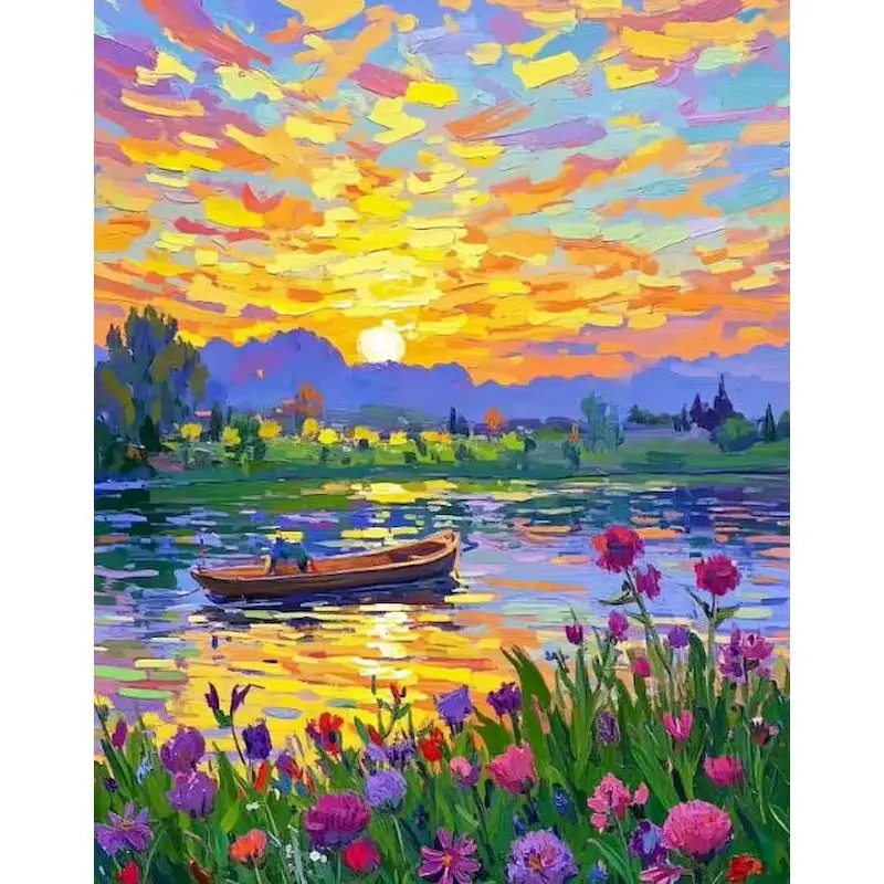 

GATYZTORY Sunset Painting By Numbers Art Supplies Picture Paint Scenery Crafts Gift Unframe Diy Making Kits