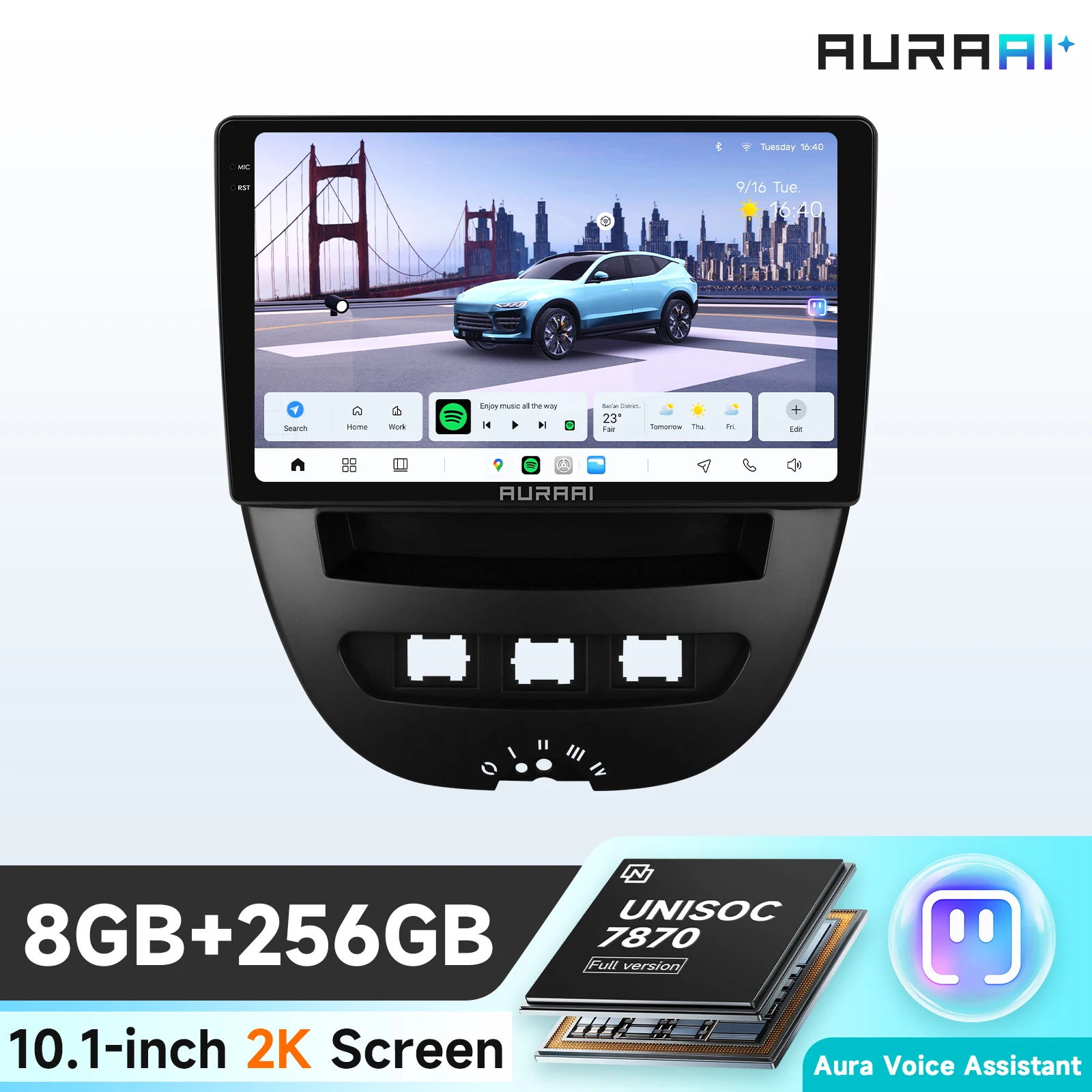 10.1 ''10.33'' 2din Autoradio Android Voor Peugeot 107 2005 - 2014 Citroen C1 Toyota Aygo Multimedia Videospeler Carplay 4G Gps