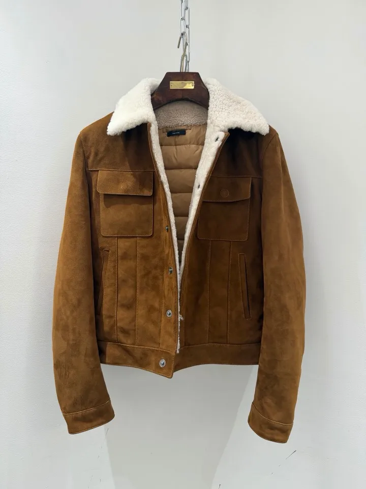 Mens Vintage Motorcycle Down Jacket 2026 New Turn Down Collar Fur Collar Quilted Warm Puffer