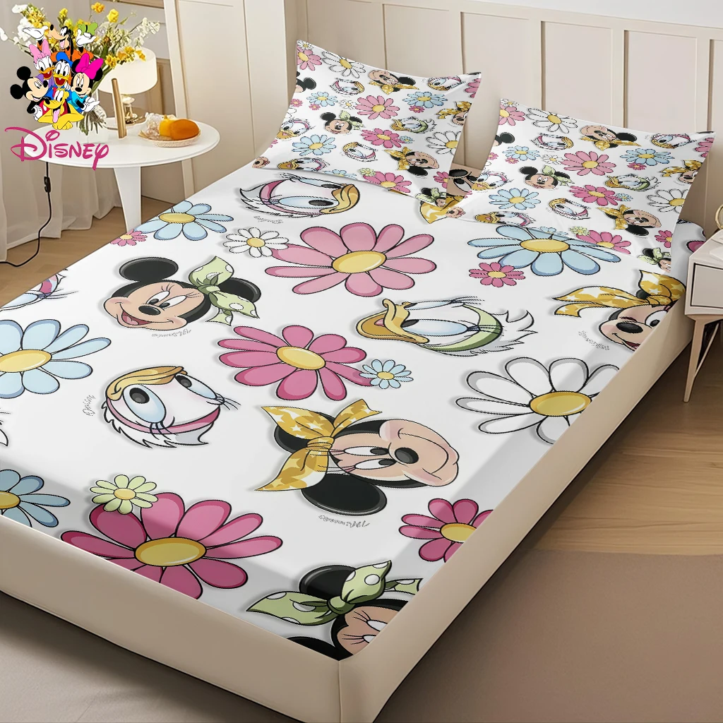 2/3pcs Disney Donald Duck and Mickey Mouse Fitted Sheet Set,Soft and Machine-Washable Fabric  Skin-Friendly & Breathable Bedding