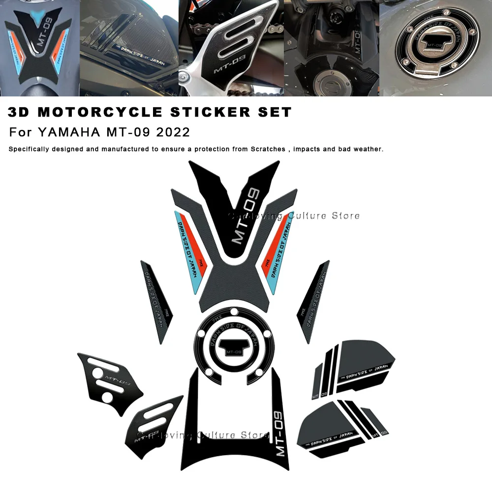 

For YAMAHA MT 09 2022 Waterproof Protective Sticker Motorcycle 3D Motorcycle Sticker Set Stickers Kit 3D Epoxy Resin Sticker