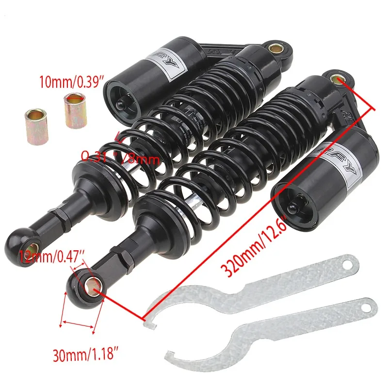 1 Pair 320/340mm Motorcycle Air Shock Absorber Scooter Rear Suspension Parts Universal Falling Protection Motorbike Accessories