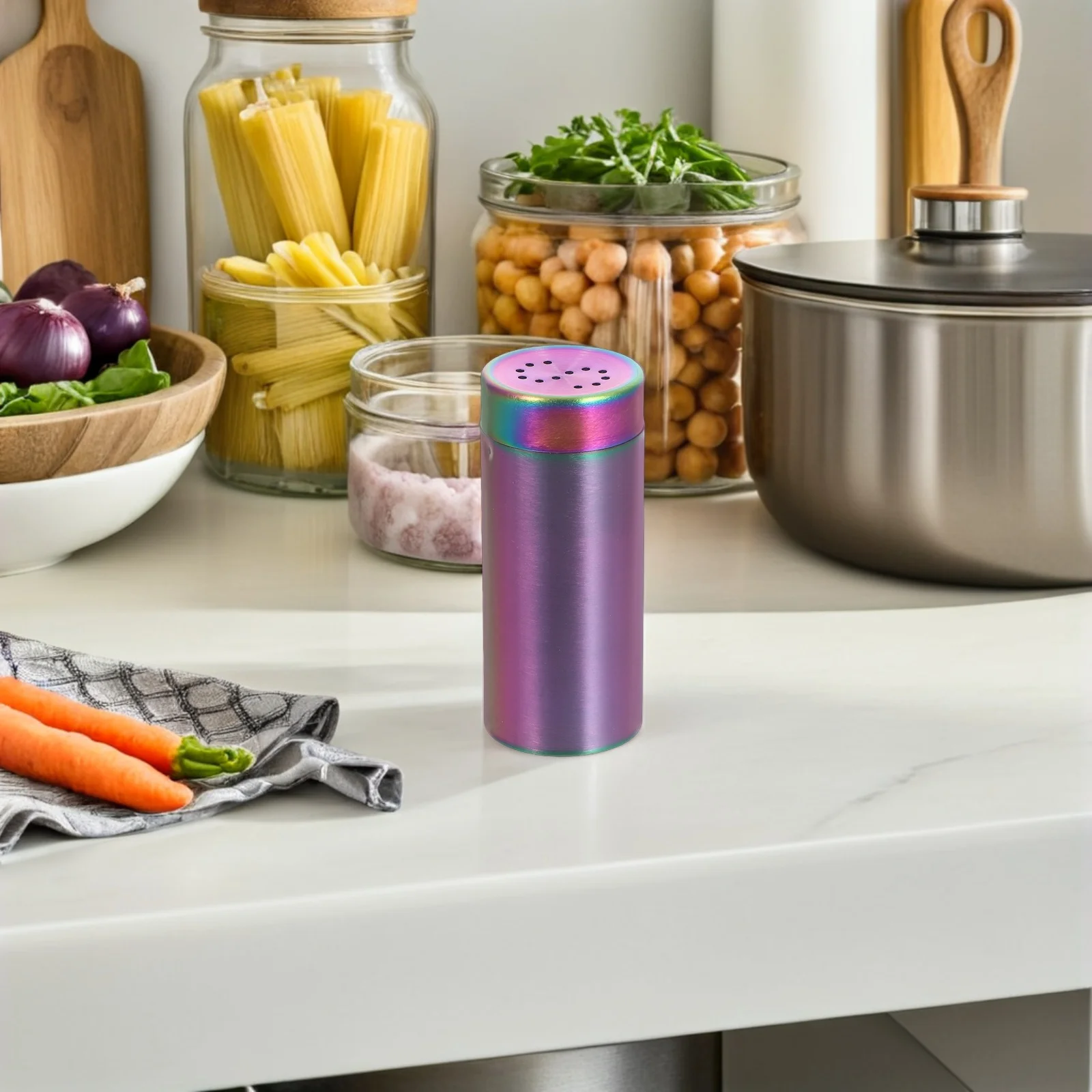 

2pcs Stainless Steel Salt Pepper Shakers Seasoning Dispensers For Kitchen Cooking Barbecue Dual Bottle Storage