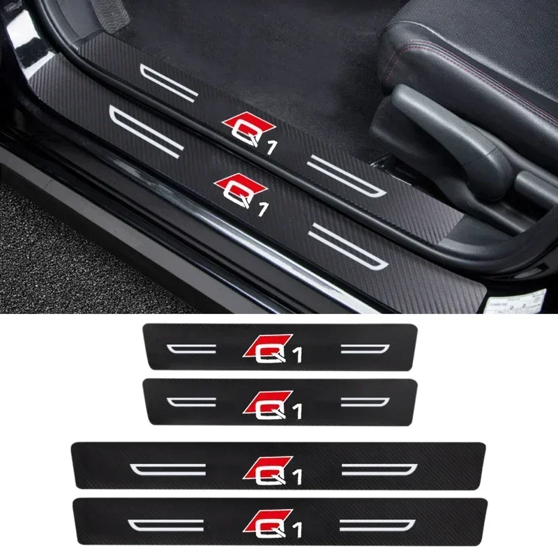 Car Door Threshold Anti Scratch Waterproof Sill Sticker For Audi Q1 Logo Interior Anti‑Kick Stickers Auto Decor Accessories