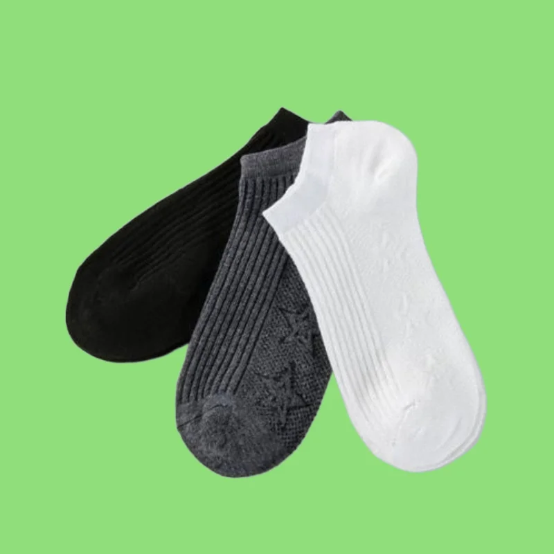 5/10 Pairs 2024 New Four Seasons Men's Boat Socks Breathable Sweat-Absorbent Shallow Mouth Ankle Socks Striped Simple Socks