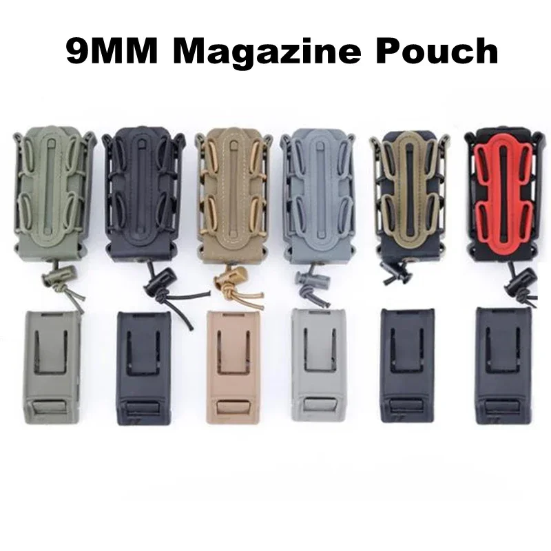 Tactical Fast Mag Flexible Magazine Pouch for 9mm Luger / .45 ACP Mag for MOLLE and Belt Clips Black Tan Green