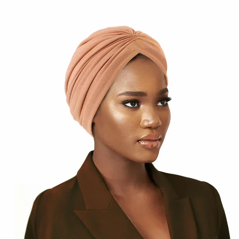 

New Indian Turban Muslim Hijab Women Bonnet Hat Pleated Beanie Headscarf Head Wrap Chemo Cap Headwear Hair Loss Turbante Mujer