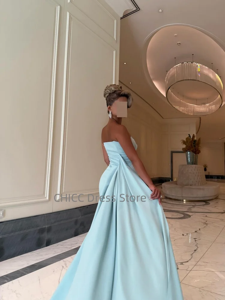 Abiti da sera blu cielo Abito da ballo a sirena senza spalline Occasioni formali Abito da cerimonia per invitati Abito da festa personalizzato فساتmavera
