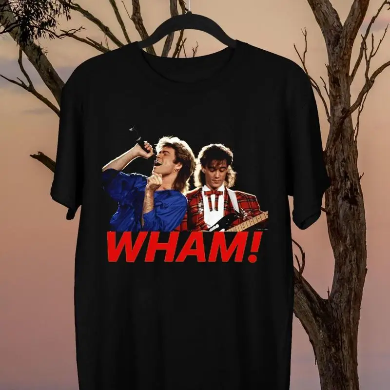 

Новая черная футболка Wham George Michael Band для фанатов всех размеров
