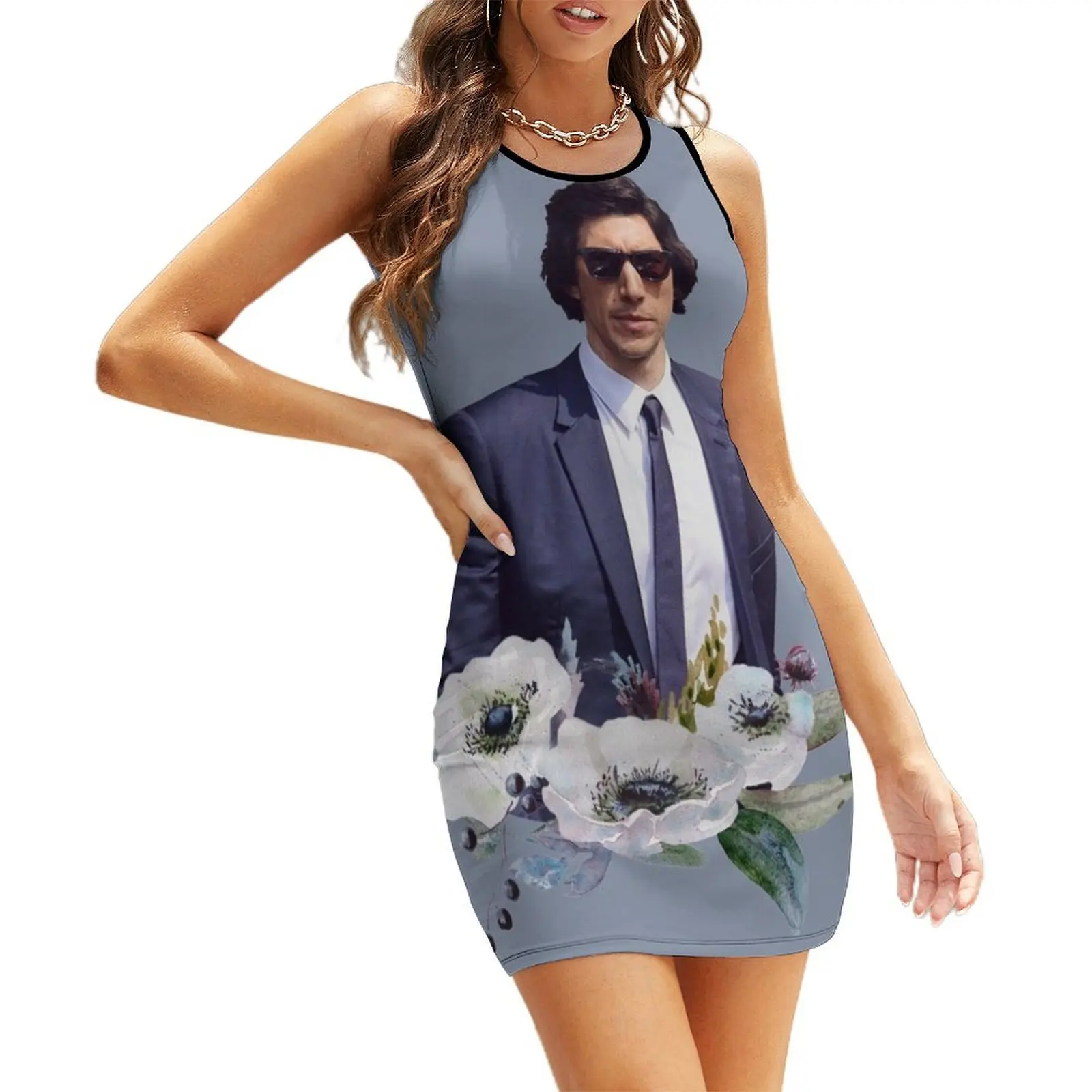 

Adam Driver Blue Flower Boy Sleeveless Sundress summer clothes for women summer dresses womens 2025 women's evening dresses 2025