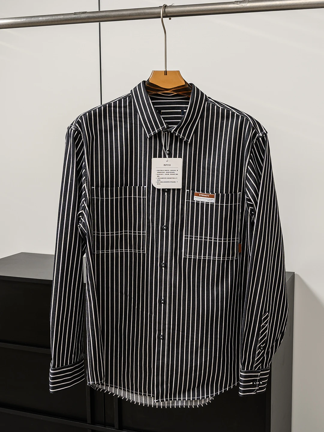 

Stylish Men's Comfortable Breathable Stripe Shirt Jacket Spring Anti-Wrinkle Casual Long Sleeve Standard Fit Button up Coat