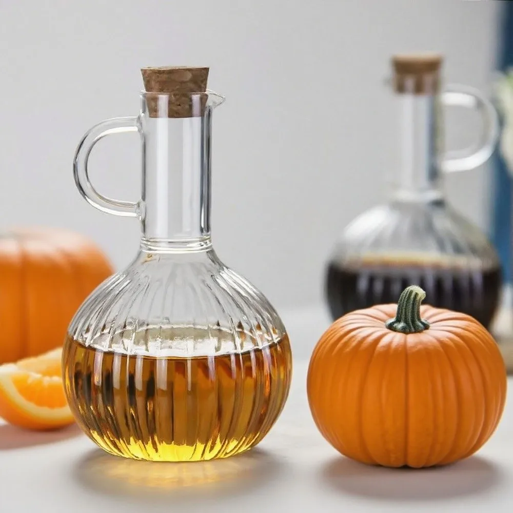 Wooden Stand Glass Oil Pot Transparent Bottle Leak-proof Sauce Vinegar Cruet Sealed Storage High-Temperature Resistant