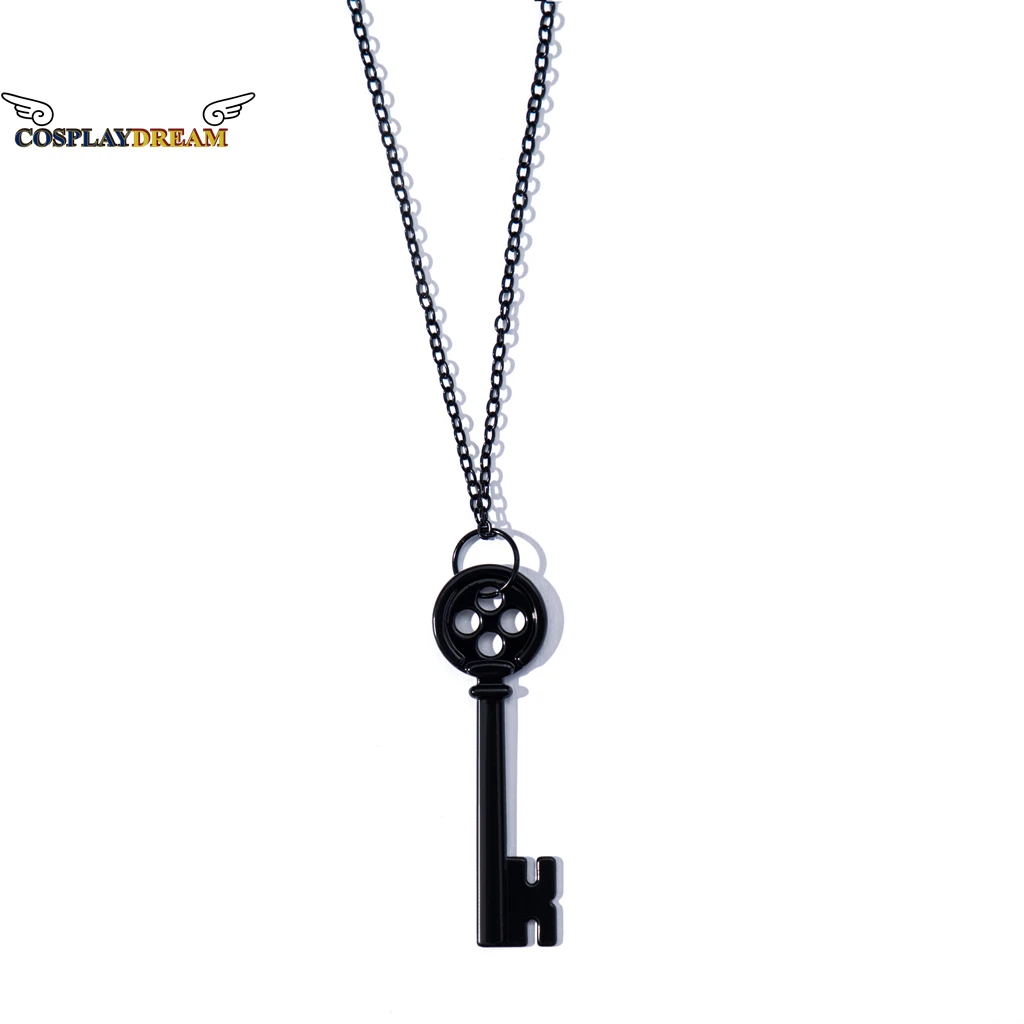 Hot Movie Coraline Black Button Key Skull Necklace Pendants Christmas Magic Santa Key Choker Kingdom Hearts Men Jewelry Gift