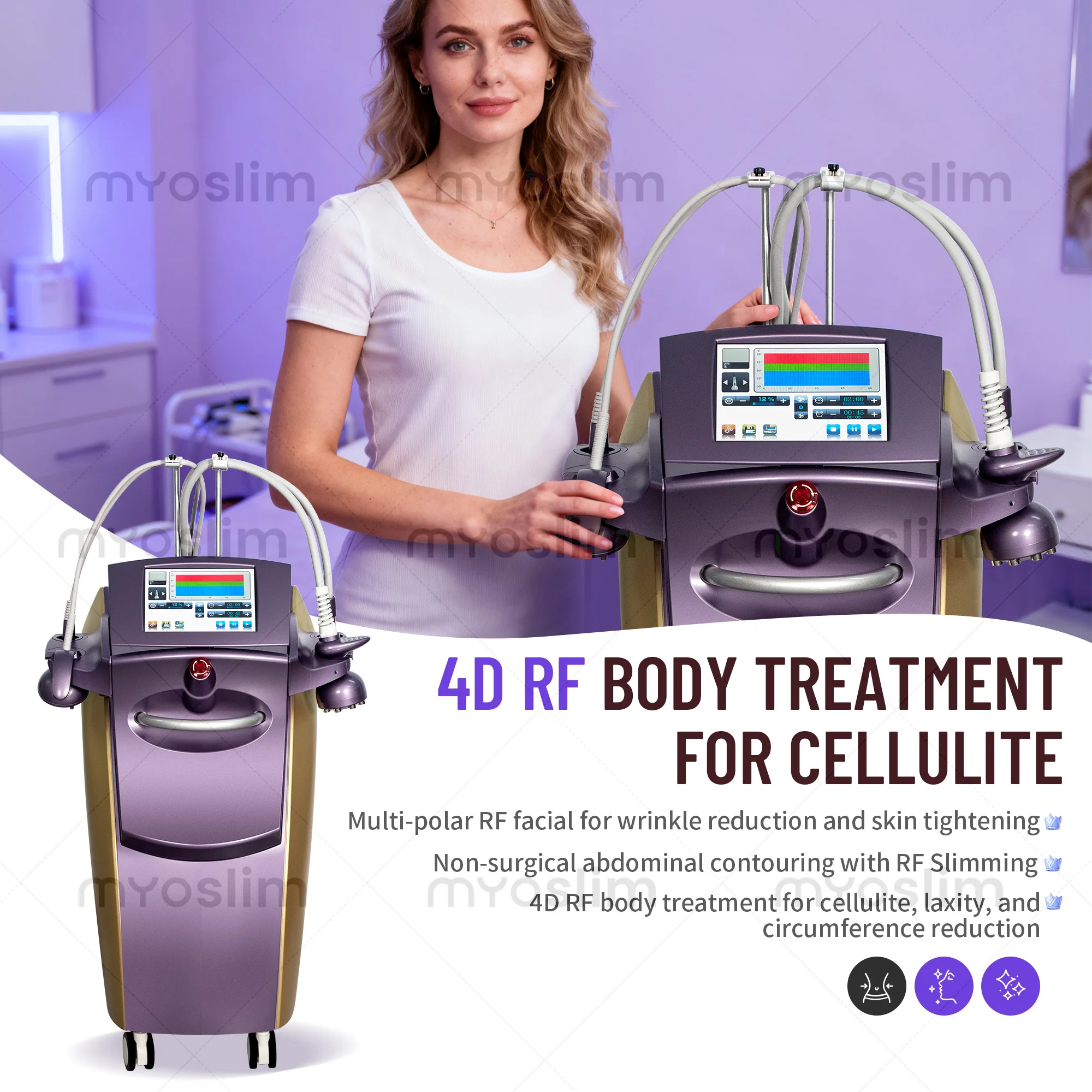 Macchina portatile per il trattamento della cellulite con cavitazione RF professionale per il corpo per la riduzione del grasso del rafforzamento della pelle