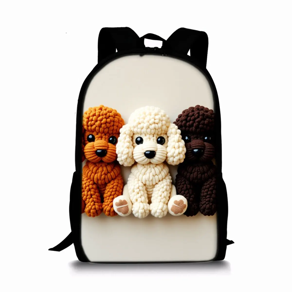 

Knitted Dogs Print Single Layer Backpack for Boy/Girls Best Gifts 2D Flat Cartoon School Bag for Children Bags