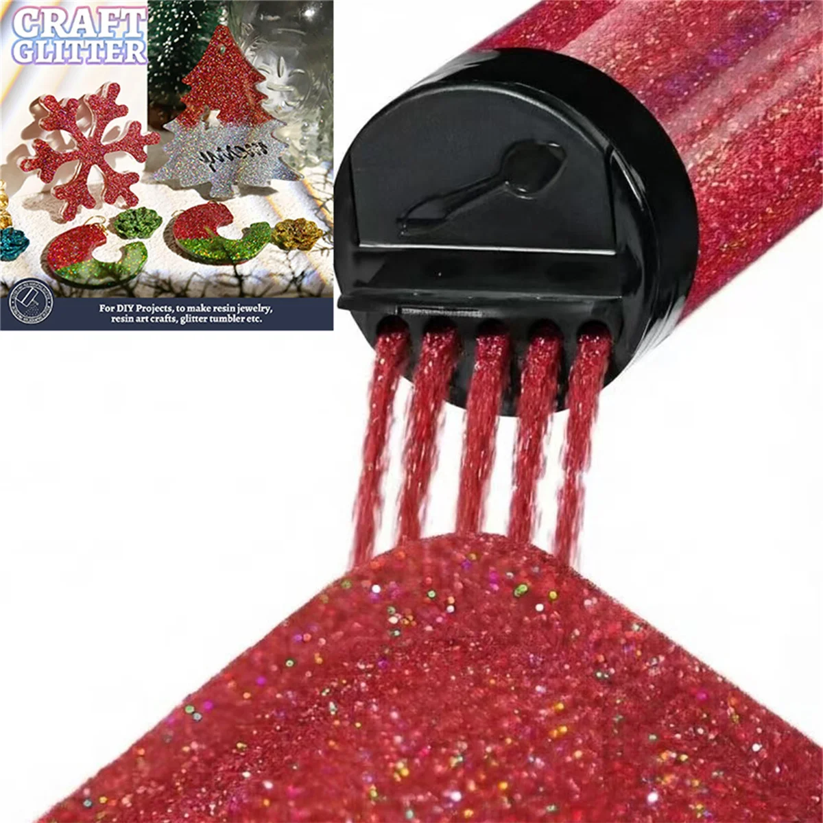 120ML Nagelglitzerpulver, Holographischer Ultrafeiner Glitzer, 1/128" Harzglitzerpulver, Metallisch Schillernder Glitzer für Bastelarbeiten – Detail 8
