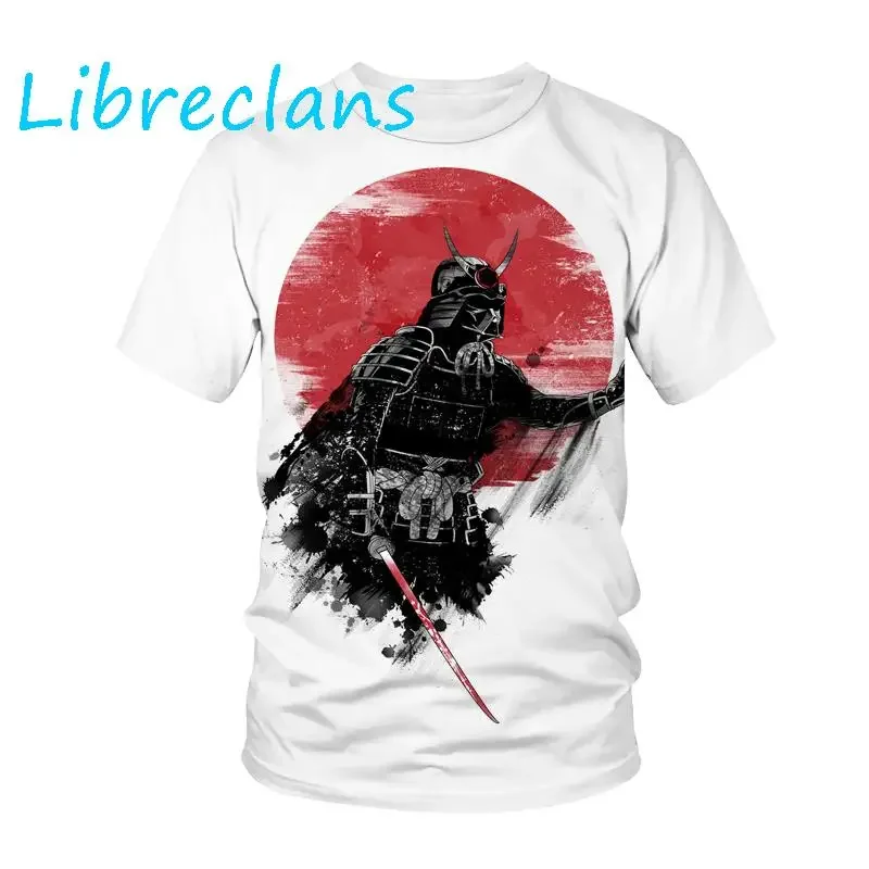

3D Printed Samurai Men's and Women's T-shirts, Casual Streetwear, Crewneck, Harajuku, Kokors, Bushido, Kids