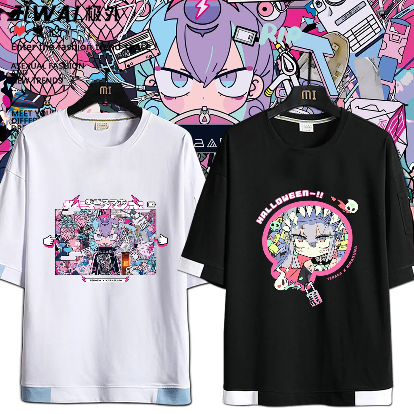 vocaloid-半袖-tシャツ-ユニセックス-コットン-カジュアル-夏服-女の子と男の子用-漫画アニメプリント-ラウンドネック-tシャツ