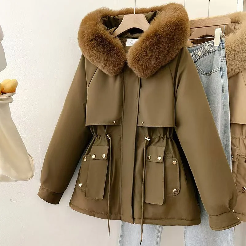 In The Winter Of 2024 New Fashion Cotton-padded Coat Korean Version Of Loose Padded Cotton-padded Coat With Large Fur Collar Top