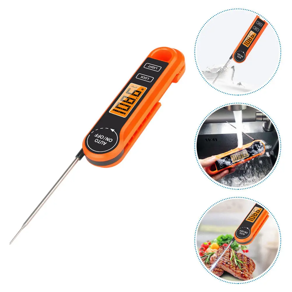 Quick Read Folding Waterproof Digital Thermometer for Meat Food Bbq Grill Barbecue Smoking Kitchen Cooking Restaurant Portable