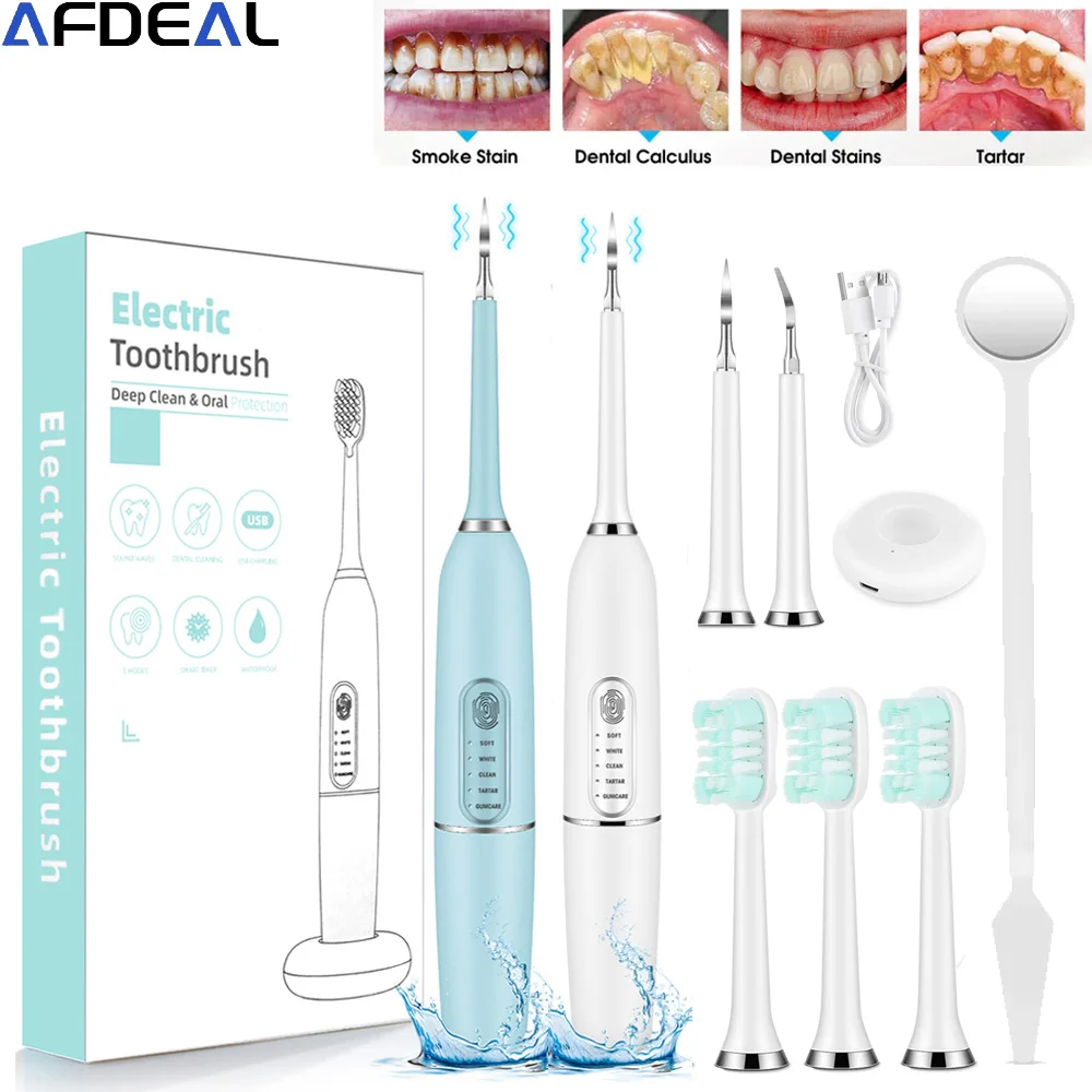 2 In 1 전동 칫솔 치아 클리너 플라크 치과 미적분 타르타르 제거제 소닉 치과 스케일러 치아 미백 청소 도구
