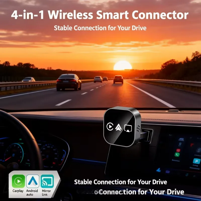 Verbesserter Kabelloser CarPlay-Adapter, Konvertiert Kabelgebundenes zu Kabellosem CarPlay/Android Auto/Screen Mirroring, Plug & Play
